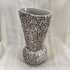 Shawnee Vintage Pottery Vase MCM White Gold  10" Confetti Splatter Mid‎ Century